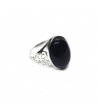 R002290 Genuine Sterling Silver Ring With 18x12mm Black Onyx Solid Stamped 925 Handmade